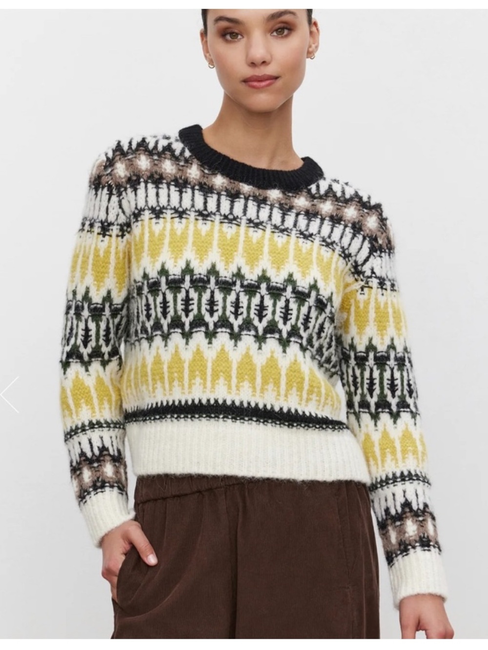NWT Velvet by Graham and Spencer Thelma Alpaca Fair Isle Crew Neck Sweater